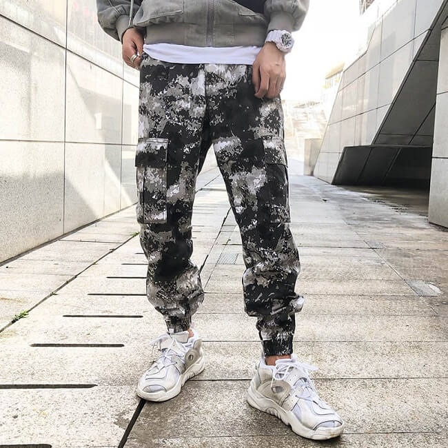 mens grey camo cargo pants