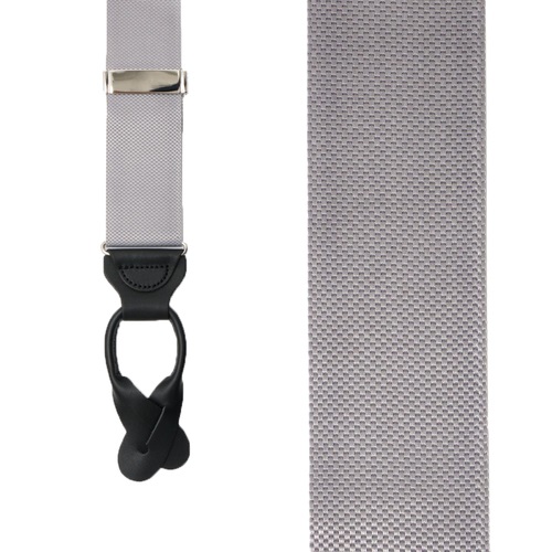 Grey basket weave suspender for men