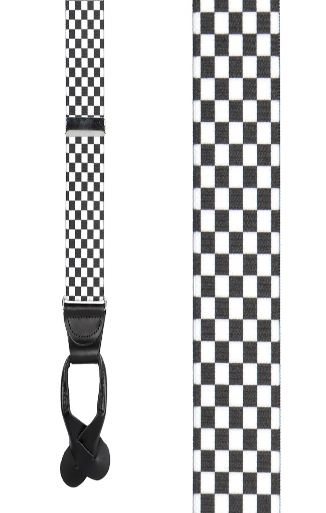 Checkered suspender for men,chess pattern suspenders 