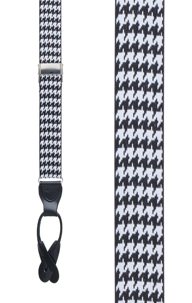 Black and white houndstooth suspender,houndstooth suspender for men