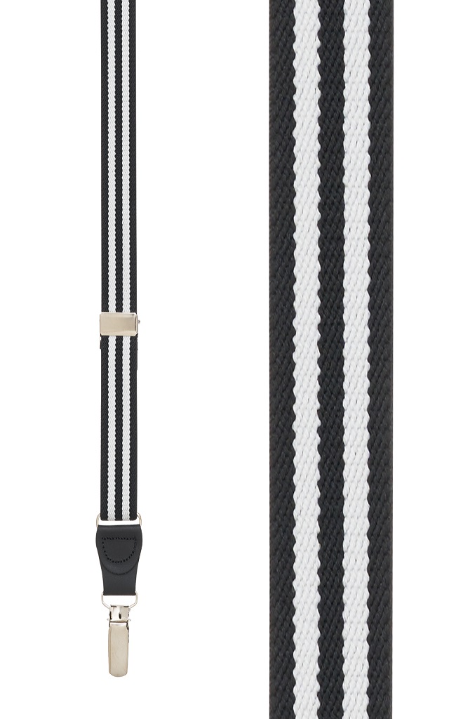 Black and white striped suspender online, striped suspenders for men