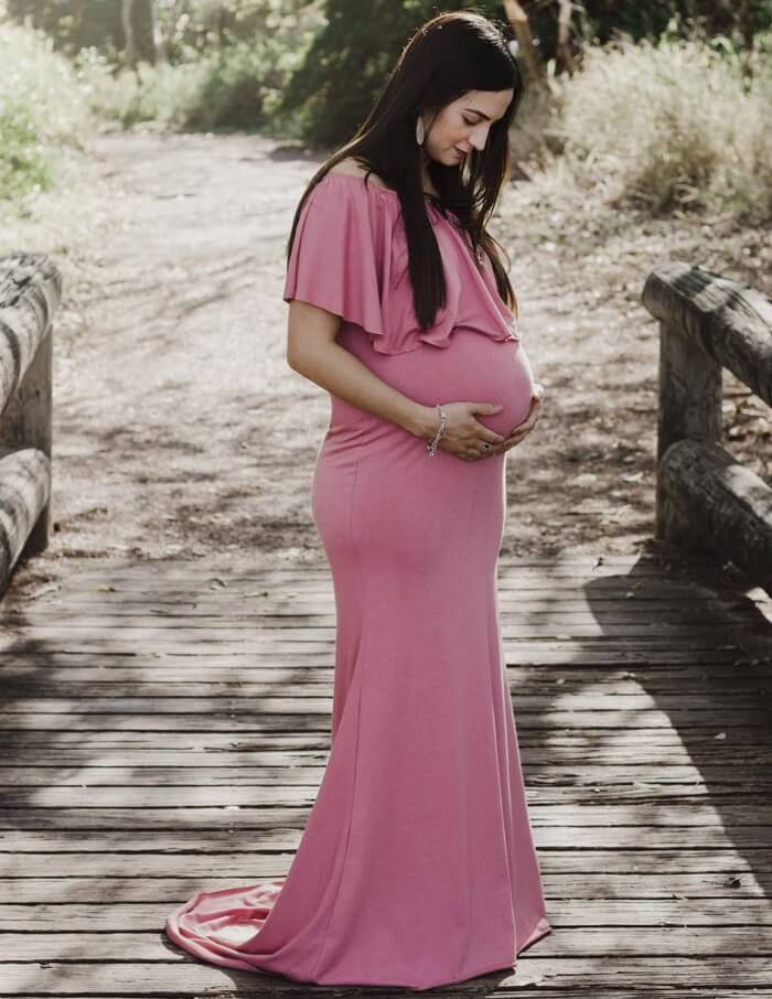IBTOM CASTLE Maternity Elegant Fitted Photography Gown Slim Fit Maxi Photography