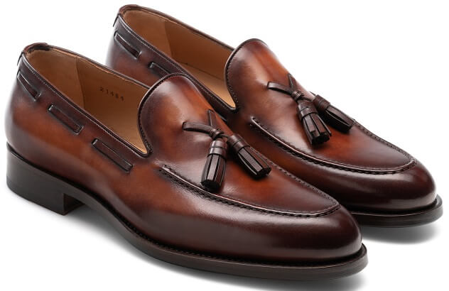 Leather brown tassel loafers Allen edmonds suede tassel loafers for men