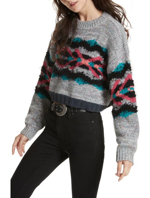 Free People Womens Large Cropped Knitted Sweater