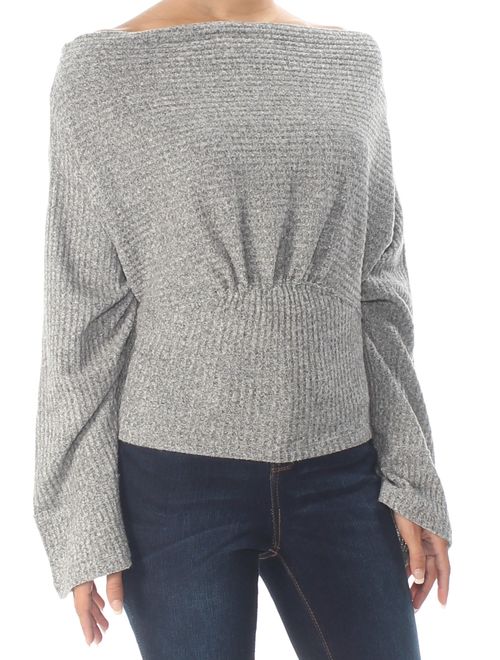 FREE PEOPLE Womens Gray Thermal Long Sleeve Sweater Size: S