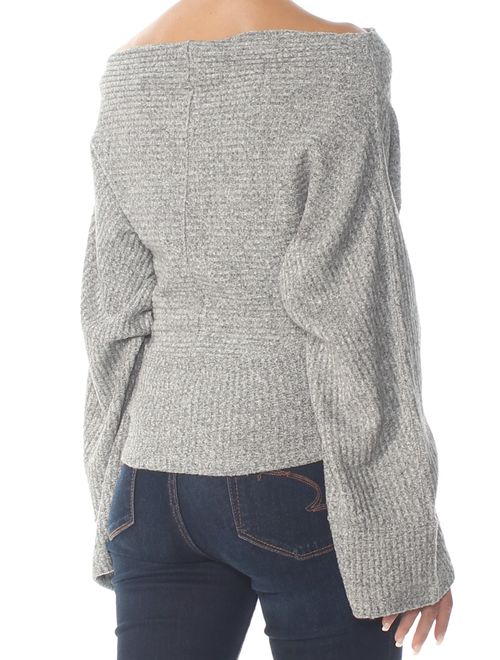 FREE PEOPLE Womens Gray Thermal Long Sleeve Sweater Size: S