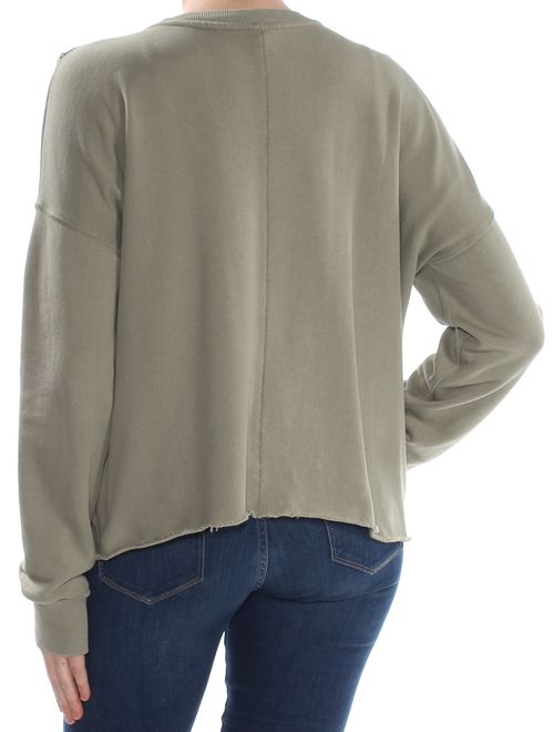 FREE PEOPLE Womens Green Long Sleeve Crew Neck Sweater Size: L