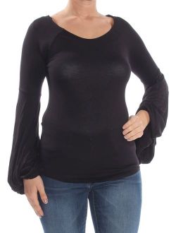 Womens Black Twist Sleeve Jewel Neck Top Size: M