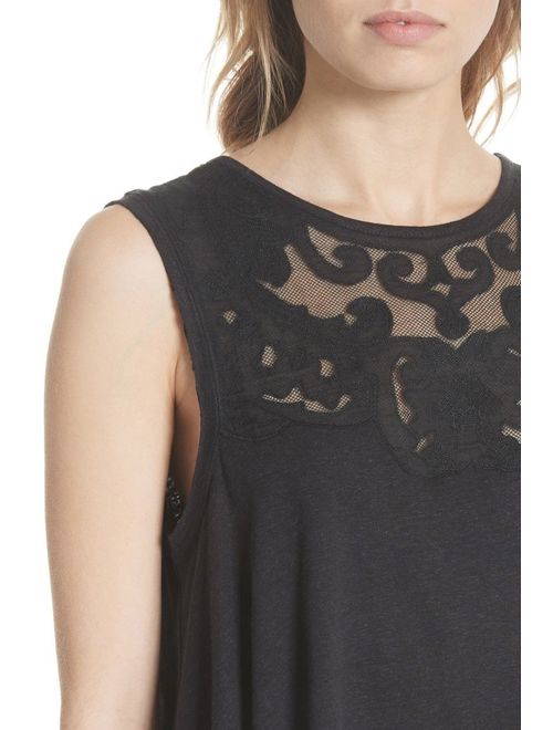 Free People Womens Meant to Be Swing Top M S Ivory Black