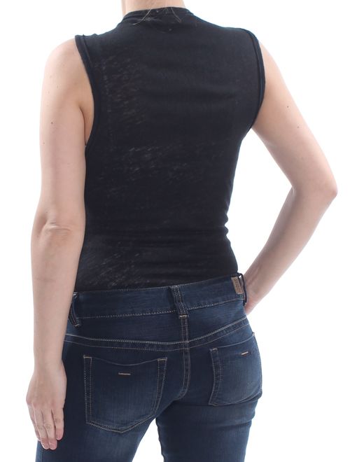 FREE PEOPLE Womens Black Heather Sleeveless Crew Neck Body Suit Top Size: XS