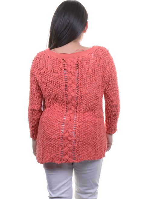 Free People Women's Casblanca V-neck Knit Sweater Tomato Size Xs