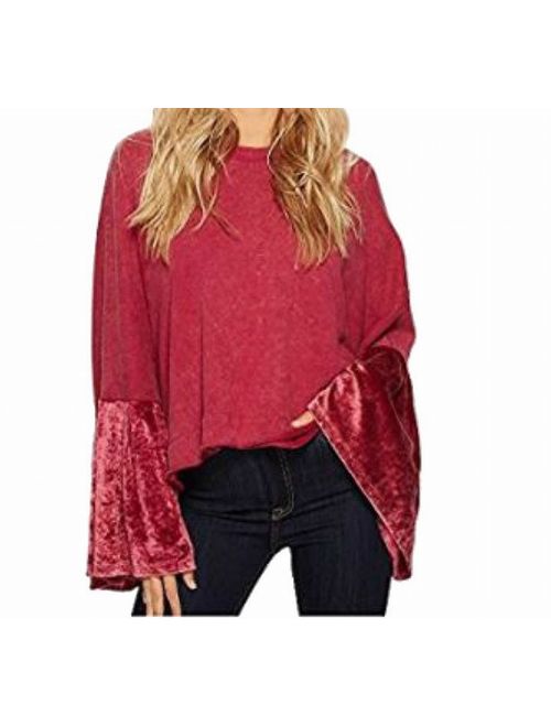 Free People NEW Pink Women's Size XS Velvegt Sleeve Pullover Sweater