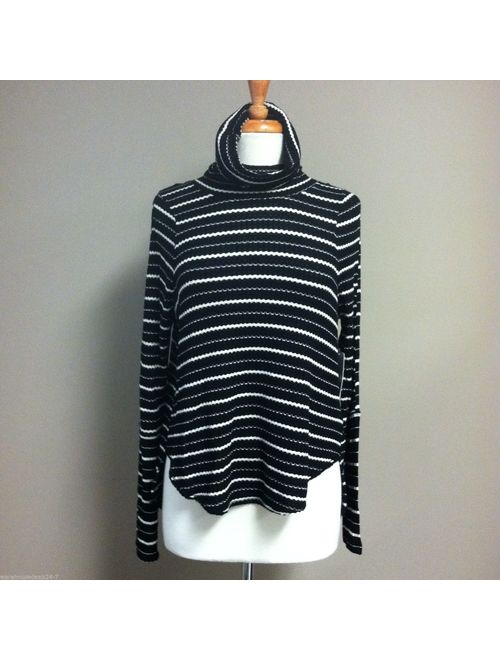 Free People Women's Striped Drippy Thermal Knit Cowl Neck Top Shirt OB455608