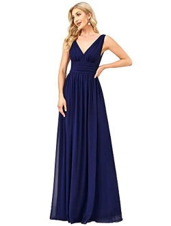 Sleeveless V-Neck Semi-Formal Maxi Evening Dress 09016