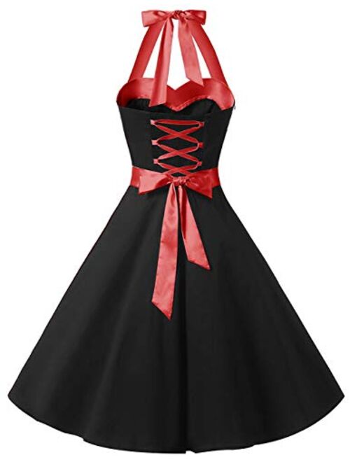 DRESSTELLS Vintage 1950s Rockabilly Polka Dots Audrey Dress Retro Cocktail Dress