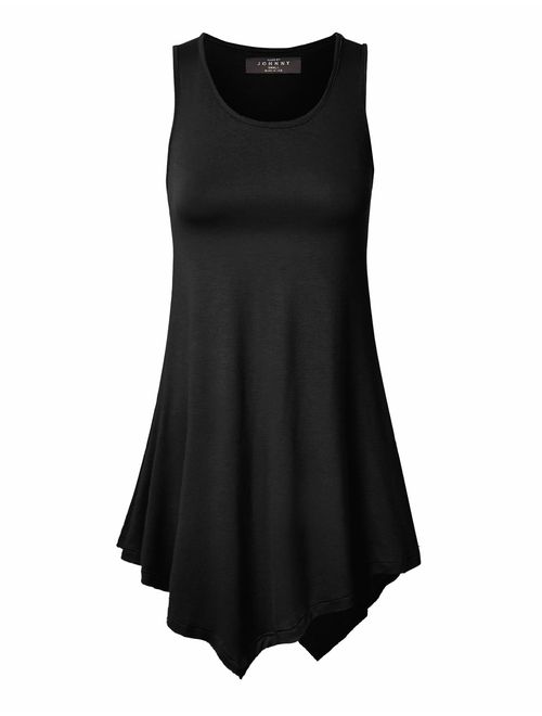 Made By Johnny Women's Solid Sleeveless Tunic for Leggins Swing Flare Tank Top with Various Hem Plus Size 3X 4X 5X