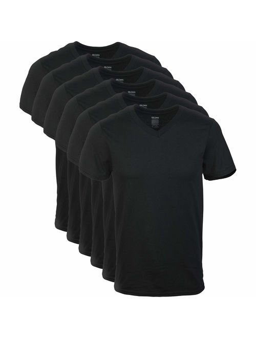 Gildan Men's Cotton Solid Short Sleeve V-Neck T-Shirts Multipacks