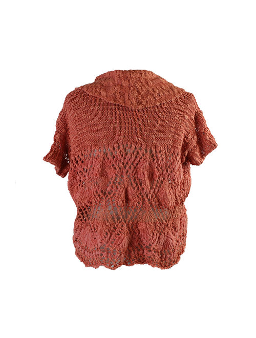 Free People Orange Eternal Delight Open-Stitch Cowl-Neck Pullover XS