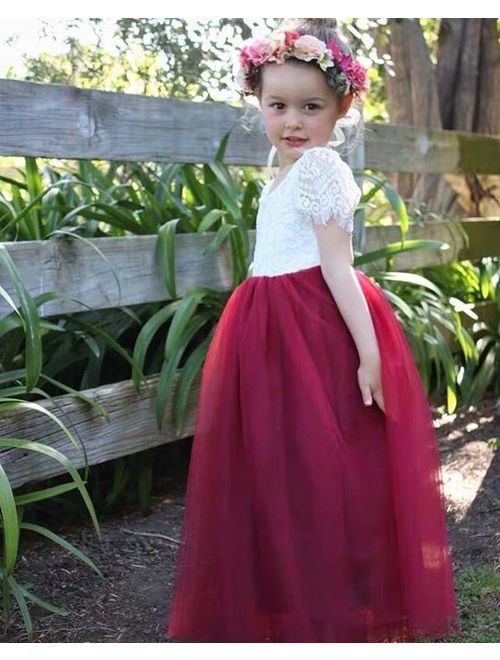 Miss Bei Lace Back Flower Girl Dress,Kids Cute Backless Dress Toddler Party Tulle Tutu Dresses for Baby Girls Dress !