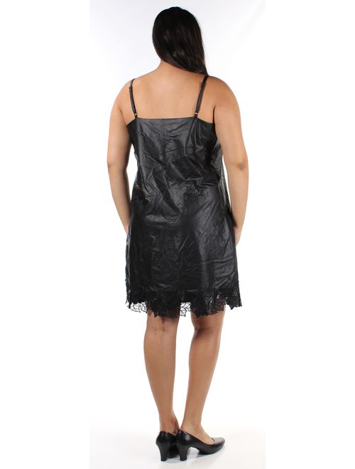 Guess Womens Celeste Faux Leather Lace Trim Slip Dress