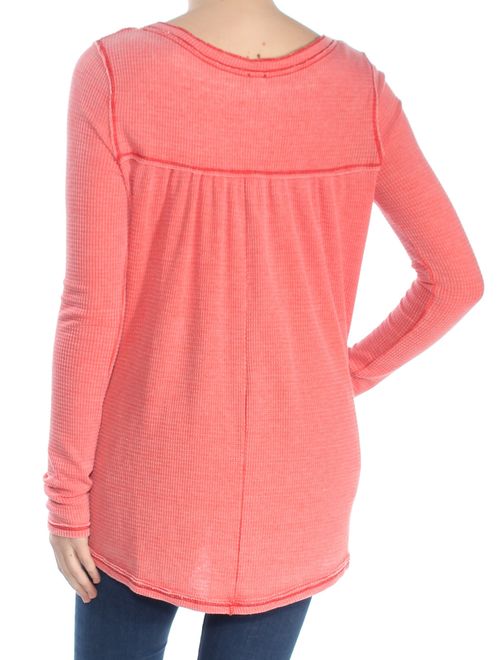 FREE PEOPLE Womens Red Long Sleeve Scoop Neck Hi-Lo Top Size: M