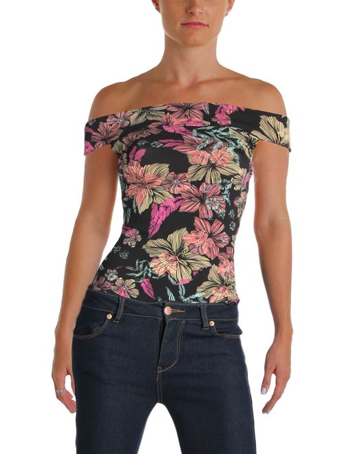 Free People Womens Floral Print Off-The-Shoulder Bodysuit