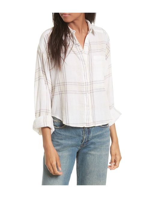 Free People Womens Paradise Garden Cropped Cutie Button Up Shirt