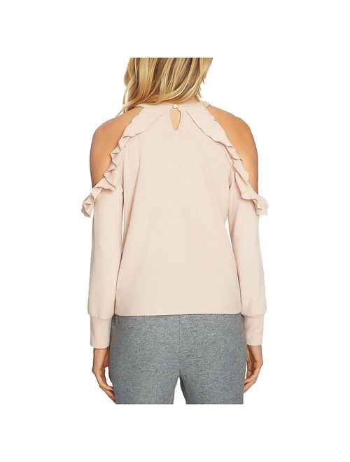 1.State Womens Ruffle Cold shoulder Pullover Top