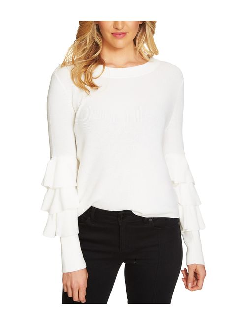 1.STATE Womens Ruffled Tiered Pullover Sweater