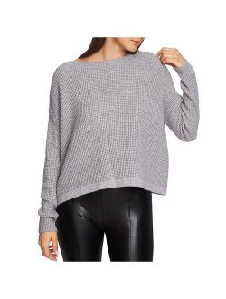 Womens Lace-Up Wafflestitch Pullover Sweater