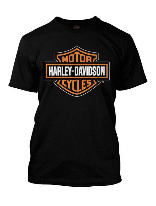 Men's Orange Bar & Shield Black T-Shirt 30290591, Harley Davidson