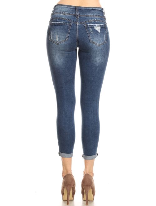 wax jean Women's Distressed Slim Fit Skinny Jeans Size 0 to 13