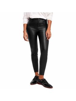 Womens Faux Leather High-Rise Skinny Pants