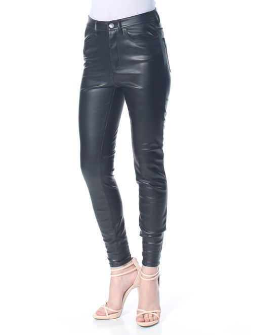 FREE PEOPLE Womens Black Faux Leather High Rise Skinny Pants Size: 24 Waist