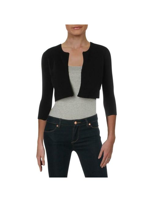 Charter Club Womens Black Ribbed Open Front Cardigan Top Petites PP BHFO 4991