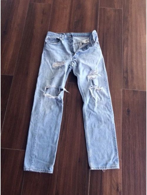 Levi's Vintage Levis 501 Jeans | Ripped Distressed Levis Jeans with Holes | 80s 90s High Waisted Blue LEVIS | Redone Restructured Straight W 28"
