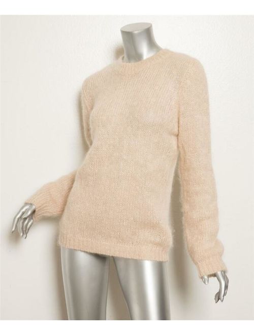 VANESSA BRUNO Womens Beige Fuzzy Soft Knit Long Sleeve Crewneck Sweater 1 NEW