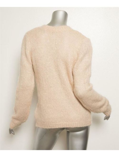 VANESSA BRUNO Womens Beige Fuzzy Soft Knit Long Sleeve Crewneck Sweater 1 NEW