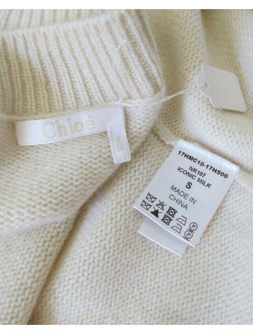 Chloe "Iconic Milk "Cashmere Short Sleeve Cardigan/Sweater Size S