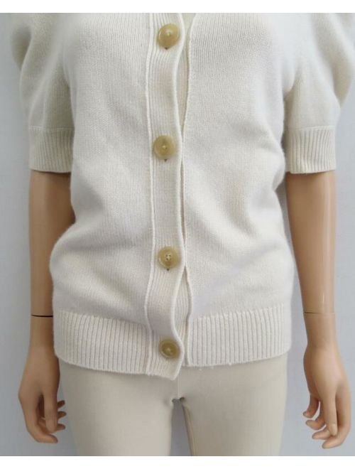 Chloe "Iconic Milk "Cashmere Short Sleeve Cardigan/Sweater Size S