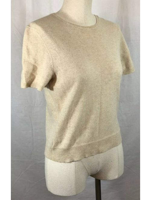 Polo Ralph Lauren Lauren Ralph Lauren LRL Size L 100% Cashmere Sweater Short Sleeve Tan Brown EUC