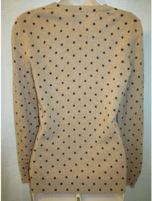 Lord & Taylor 100% Cashmere Camel Polka Dot Sweater PS