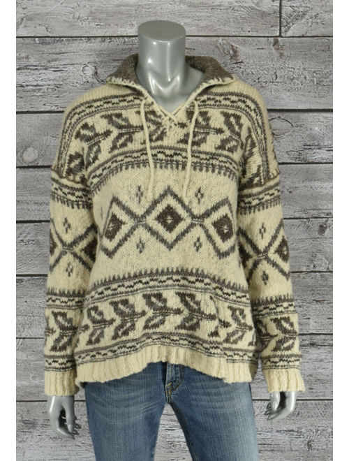 Polo Ralph Lauren Women's Ralph Lauren Polo Wool Cashmere Geometric Lace Up Sweater New $398