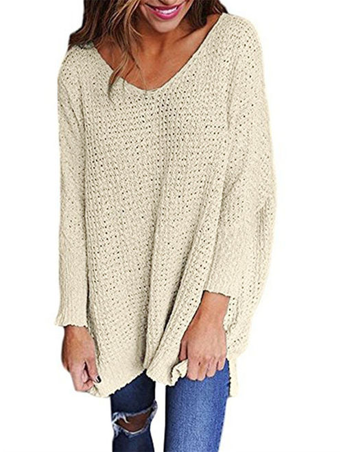 Long Sleeve Simple Women V-neck Sweater
