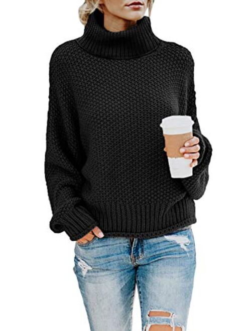 Asvivid Chunky Turtleneck Sweaters for Women Long Sleeve Knit Pullover Sweater Jumper Tops