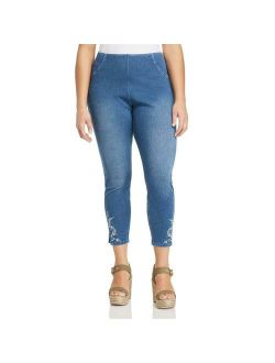 Lysse Leggings Womens Blue Embroidered Slimming Denim Leggings Plus 3X BHFO 7430