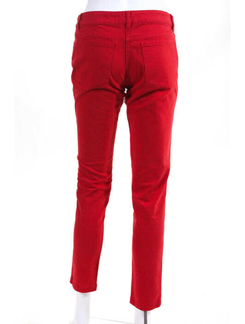 Brooks Brothers Womens Jeans Size 2 Bright Red Cotton Mid Rise Skinny Leg