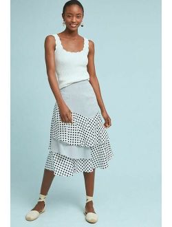Anthropologie Monarc Vernazza Skirt Black White Stripe Polka Dot Size XL