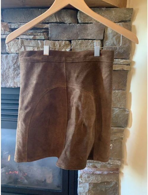 Free People Understated Leather Suede Mini Skirt Brown Size S Small