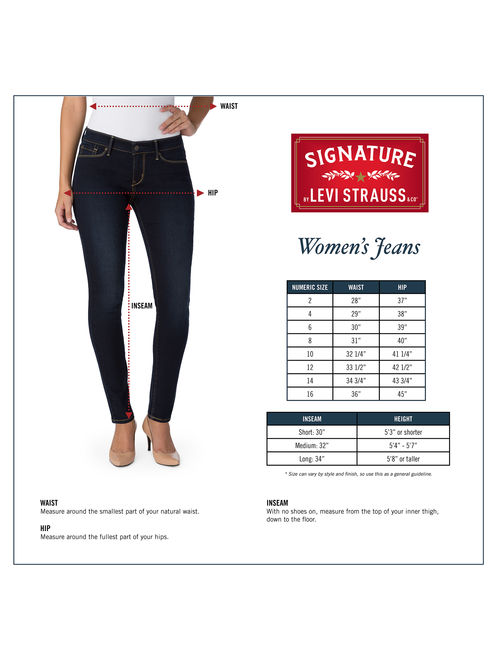 Signature by Levi Strauss & Co. Women's High Rise Ankle Skinny Cuff Jeans